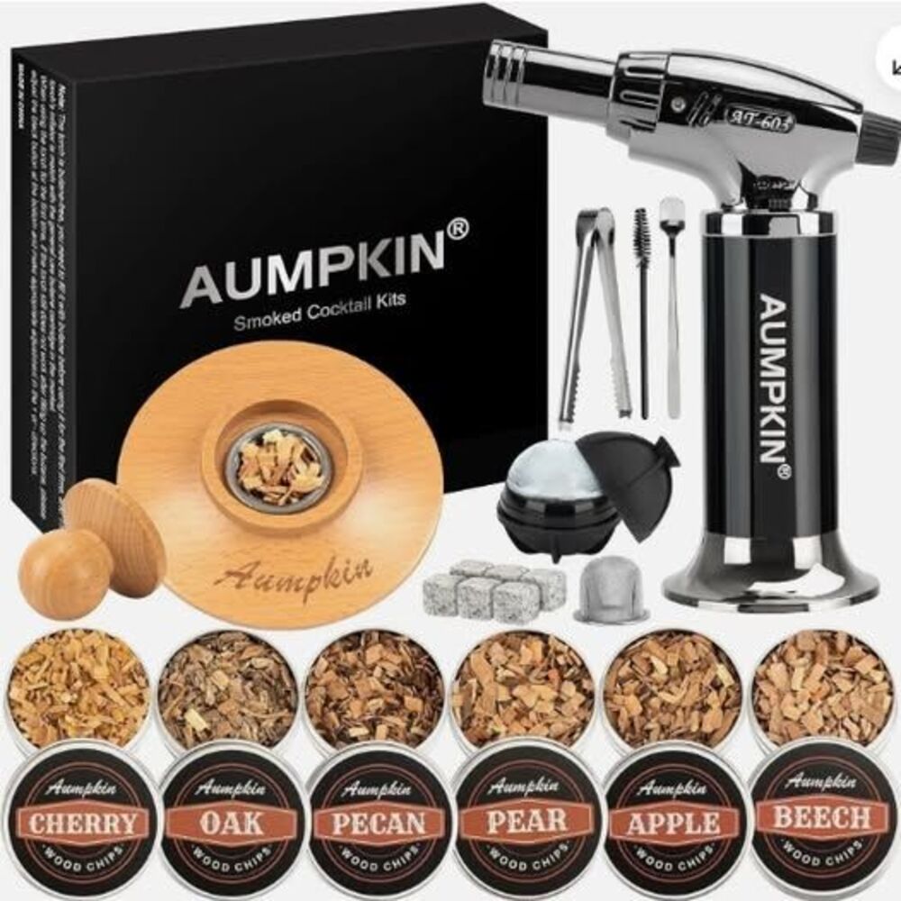 Cocktail Smoker Kit with Torch – 6 Flavors Wood Chips – Bourbon, Whiskey Smoker